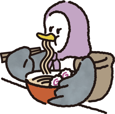 ラーメンを食べるキャラクター